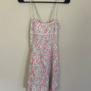 Zara Pink and Green Floral Dress
